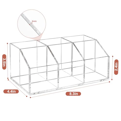 Clear Makeup Brush Holder Organizer Acrylic 6-Slots Cosmetic Brushes Storage Organizer for Vanity Countertop