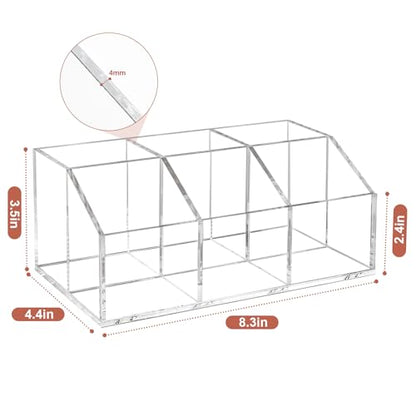 Clear Makeup Brush Holder Organizer Acrylic 6-Slots Cosmetic Brushes Storage Organizer for Vanity Countertop