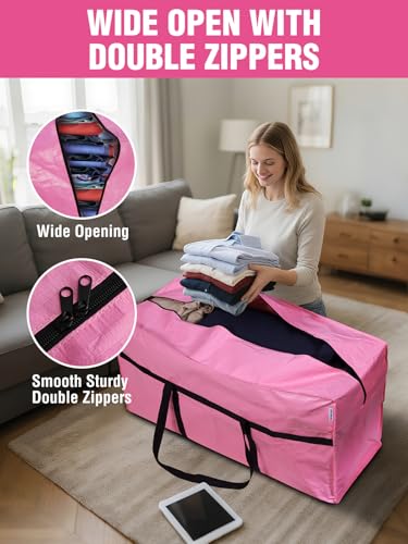 WORKPRO 1-Pack 66 Gallon Extra Large Moving Bag with Zipper & Carry Handles | Heavy Duty Material, 110 lbs Capacity, Extra Large Storage, Double Zipper, Carry Handles for Moving, Dorm & Home Organization