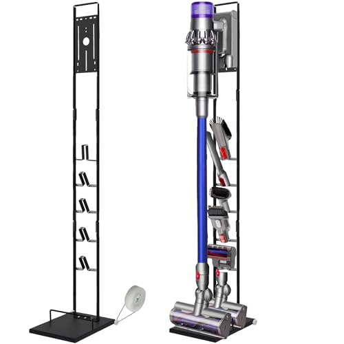 Lasvea Vacuum Stand Compatible with V15 V11 V10 V9 V8 V7 V6 with Wheels,Heavy Base Metal Bracket Holder, Storage Bracket Stand for Cordless Vacuum Cleaners & Accessories & Attachments