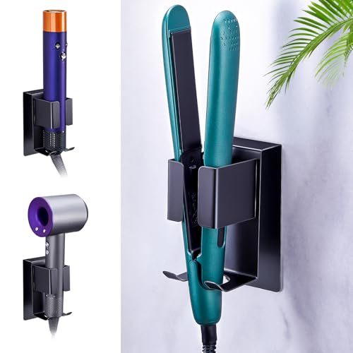 Hair Straightener Holder Wall Mounted Blow Dryer H... (Black | Metal)