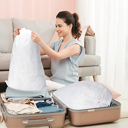 Woanger 40 Pcs Dust Bags for Handbags Drawstring Dust Proof Purse Storage Bags, 2 Size Non Woven Breathable Fabric Shoes Pouch for Purse Backpack Boots Cloth Storage Travel Package Organizer, White