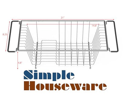 Simple Houseware Stainless Over Sink Counter Top Dish Drainer Drying Rack