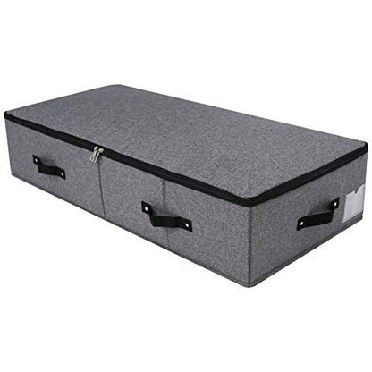 Under Bed Storage Bins with Lids, Closet Organizers, Foldable Under-bed Storage Baskets for Sheets, Clothes, Quilts, Sweaters, Wrapping Paper, 35x16.5x7inch, Black Gray, 1PCS