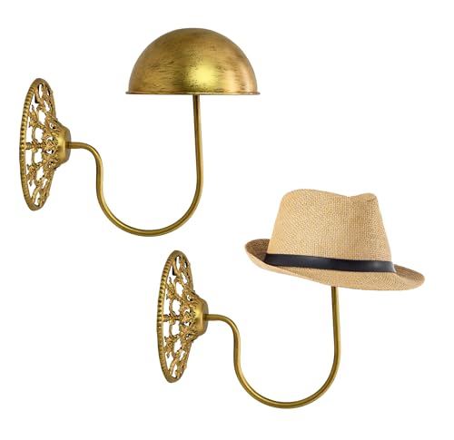 Vintage Wall Mount Hat & Coat Rack – Set of 2 – Ru... (A-Gold | Iron)