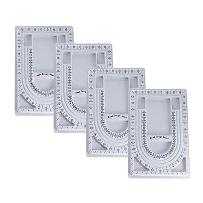 4-Pack Necklace Measurement Bead Board Jewelry Bracelet Making Trays | Gray Flocking Bead Design Board Metered Bead Plate Bulk for Jewelry Necklace Making Supplies