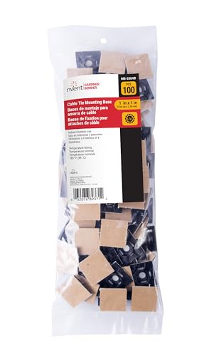 Gardner Bender MB-20UVB Cable Tie Mounting Base, 1 Inch. x 1 Inch., Wire / Cord Management Industrial and Household Use, 100 Pk., UV Resistant Black