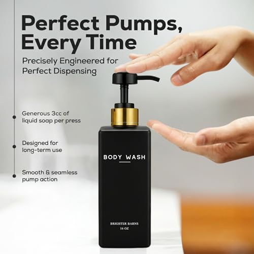 Black Shampoo and Conditioner Dispenser Set - Shower Soap Dispenser (Black)