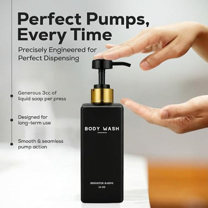 Black Shampoo and Conditioner Dispenser Set - Shower Soap Dispenser (Black)