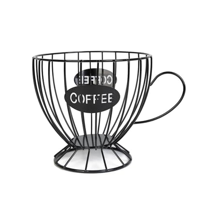 Coffee Pod Holder,Large K Cup & Capsule Storage Organizer, Tea Cup Coffee Capsule Basket, Metal Coffee Bar Organizer for Kcup Kitchen Dinning Room Office Home Cafe Hotel (Black)