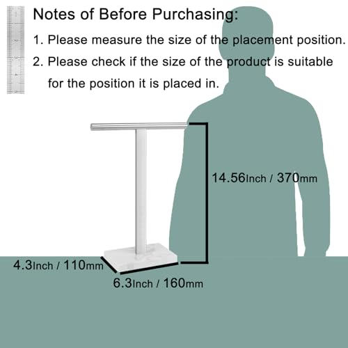 Hand Towel Holder, T-Shape Hand Towel Stand for Bathroom, Hand Towel Rack Bar Standing for Vanity Kitchen Countertop, 304 Stainless Steel (Marble Base, Brushed)