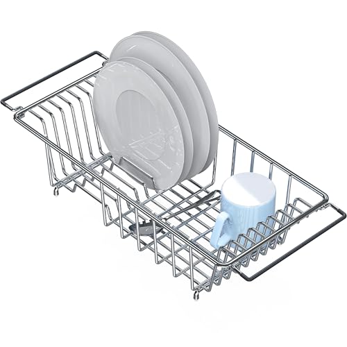 Simple Houseware Stainless Over Sink Counter Top Dish Drainer Drying Rack