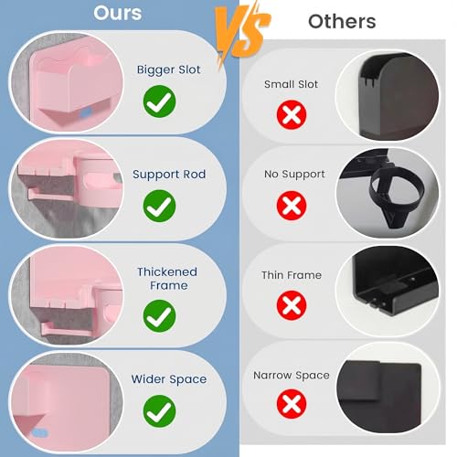 Floating Shelves for Bedside Shelf Accessories Organizer, Wall Mount Shelf Stick On, Cute Room Decor Aesthetic, Girls Room Decor, Cool Stuff for Bedroom Storage and Organization (Pink)