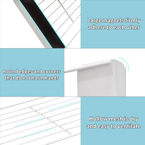 LEQ Clothes Drying Rack Magnetic Folding Shelf for Clothes and Towels, Magnet Rack Mount on Washing Machine Fridge, Durable Folding Rack for Laundry Room Bathroom Kitchen