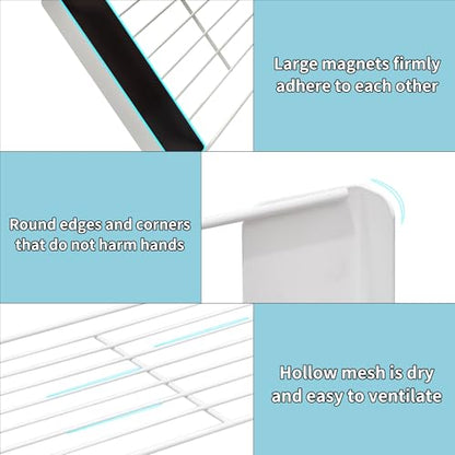 LEQ Clothes Drying Rack Magnetic Folding Shelf for Clothes and Towels, Magnet Rack Mount on Washing Machine Fridge, Durable Folding Rack for Laundry Room Bathroom Kitchen