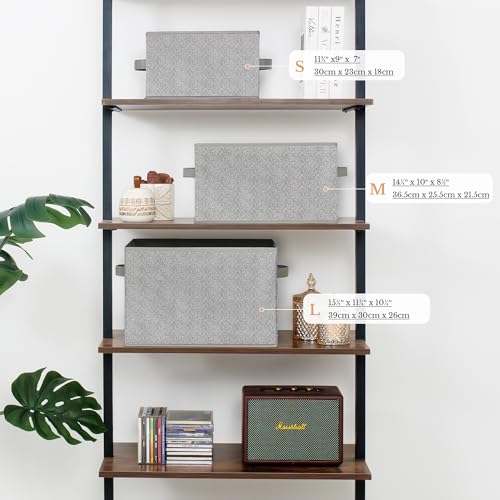 GRANNY SAYS Closet Storage Bins with Handles, Gray, Medium, 3-Pack | Storage Baskets for Closet, Fabric Bins for Clothes, Closet Organizer Bins