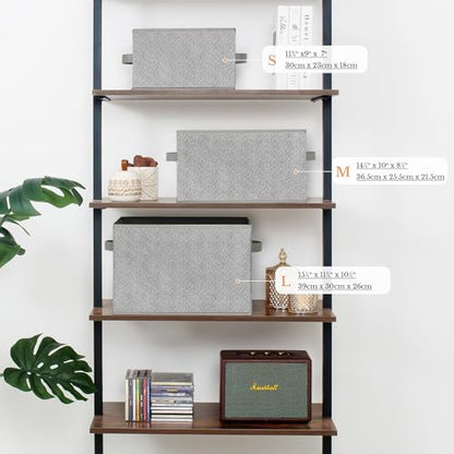 GRANNY SAYS Closet Storage Bins with Handles, Gray, Medium, 3-Pack | Storage Baskets for Closet, Fabric Bins for Clothes, Closet Organizer Bins