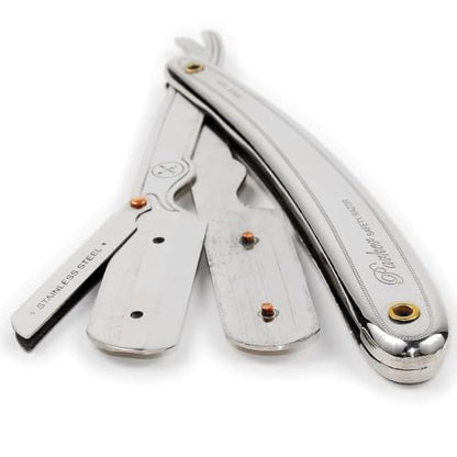 Parker SR1 Stainless Steel Shavette Straight Edge Professional Barber Razor for Men and 5 Parker Premium Platinum blades