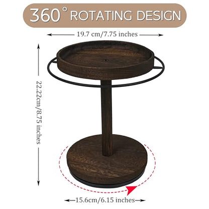 Sunglasses Organizer 360° Rotating Eyeglass Holder Stand with Wood Tray and Base, Eye Glass Display Rack for Multiple Sunglass Storage for Table Dresser Nightstand Desk