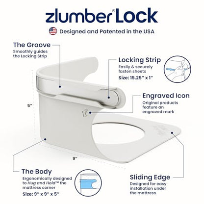 The Original USA Patented ZlumberLock - Secure Sheet Holder with Heavy-Duty Mattress Straps – No More Loose Bedding, Universal Fit, Easy One-Time Installation