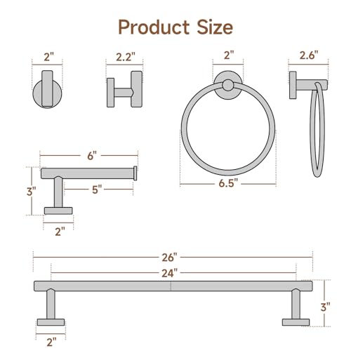 4PCS Matte Black Bathroom Accessories Set, 24-Inch Towel Bar Set | Durable SUS304 Stainless Steel Bathroom Hardware Set, Towel Racks for Bathroom Wall Mounted, Modern Home Decor