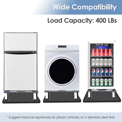 Mini Fridge Stand with Silicone Mat, 7"-8.5" Adjustable Hight | Small refrigerator stand with 4 stainless steel feet, air flow, no water pooling, portable washer & dryer pedestal