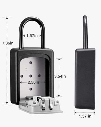 Puroma Key Lock Box Large with Code Lockbox Outdoor Wall Mount Safe 1 Gray | Resettable Combination, For Guest Realtor & House Outside, High-capacity, Hold 5 Keys, Portable, Doorknob, Weatherproof