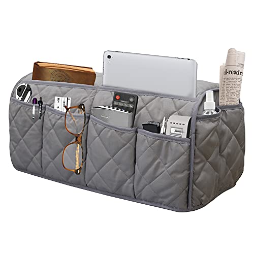Armchair Caddy for Recliner - Sofa Armrest Organizer with 14 Pockets | Waterproof Remote Control Holder for Recliner, Non-Slip Chair Arm Storage for TV Remote, Phone, Books, Magazine, iPad