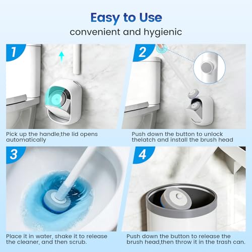Disposable Toilet Brush, Toilet Bowl Cleaner, Toilet Bowl Brush | 36 Refills for Deep Toilet Cleaning,Toilet Brush and Holder Set for Hygienic Bathroom Maintenance