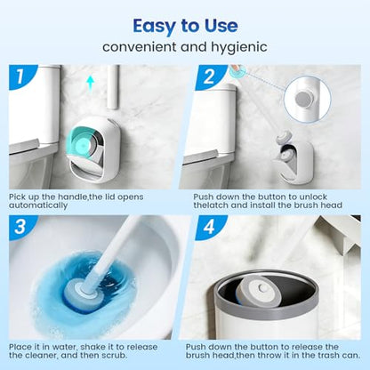 Disposable Toilet Brush, Toilet Bowl Cleaner, Toilet Bowl Brush | 36 Refills for Deep Toilet Cleaning,Toilet Brush and Holder Set for Hygienic Bathroom Maintenance
