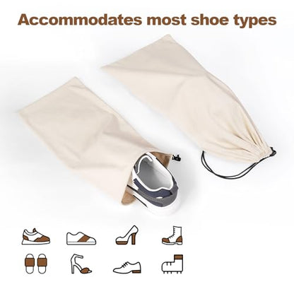 10 Pcs Single Shoe Bags for Travel, Dustproof Drawstring Travel Shoe Bag | 18"X9"shoe travel bag for Packing, Shoe Bag storage Sneaker Travel Bags, Washable Reusable dust bags for Handbags Shoes Toys