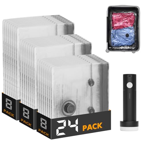 Travel Vacuum Bags for Luggage with Electric Pump,... (Clear)