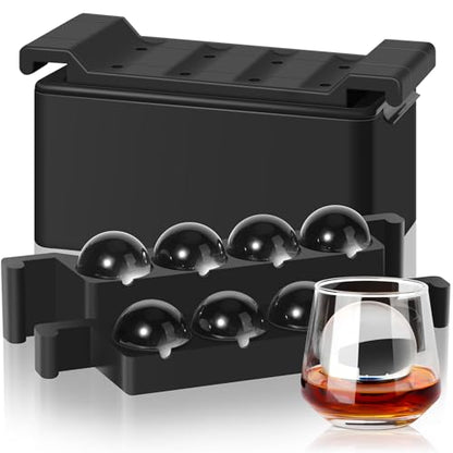 Mooues Clear Ice Ball Maker, 2 Inch Silicone Mold for Whiskey, 8 Spheres | 2 Inch Large Ice Cube Molds, BPA-Free Clear Ice Cube Maker, Bourbon Gifts for Men Dad Boyfriend Boss, Cocktail Old Fashioned