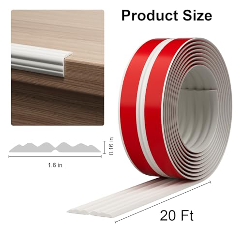 Elvone Wall Corner Protector Molding Trim, 1.6 in x 20 ft, White | Edge Guard, Peel and Stick Flexible Trim Molding for Inside & Outside Corners, Wall, Countertop