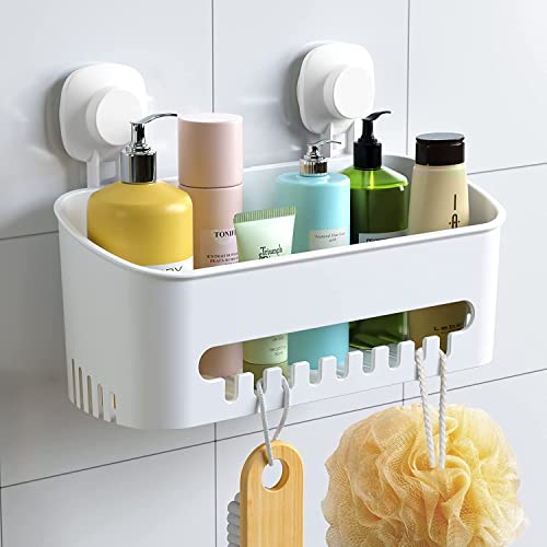 Suction Cup Shower Caddy - No Drilling Removable S... (White | ABS Plastic)