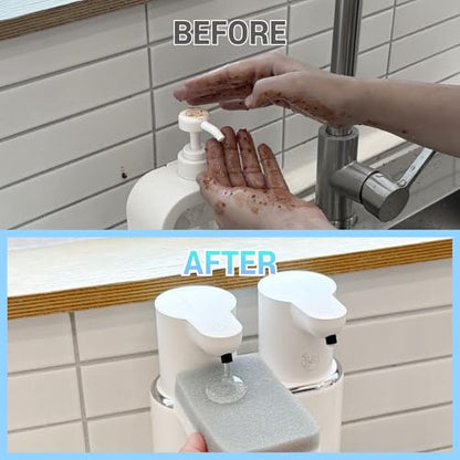 OLG Touchless Soap Dispenser - Automatic Hand - Dual Tank - 27 fl oz - Dish Detergent - Kitchen Bathroom - Foam and Liquid