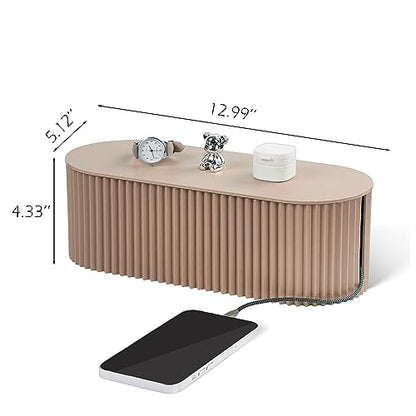 Cable Management Box Large Cable Organizer Box for Power Strips, Surge Protectors, Chargers, Adapters, TV Computer Wires Cable Hider Organizer Box with Cable Ties，Clip Holders - Khaki