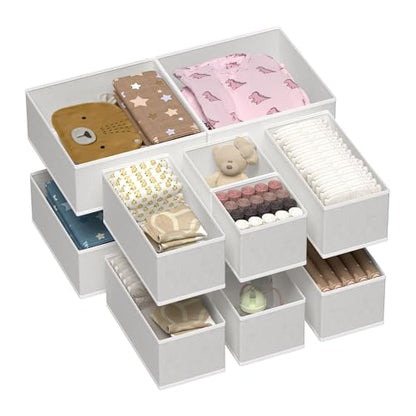 12 Pack Baby Clothes Organizer, Dresser Drawer Org... (12 Count | Grey | Fabric)