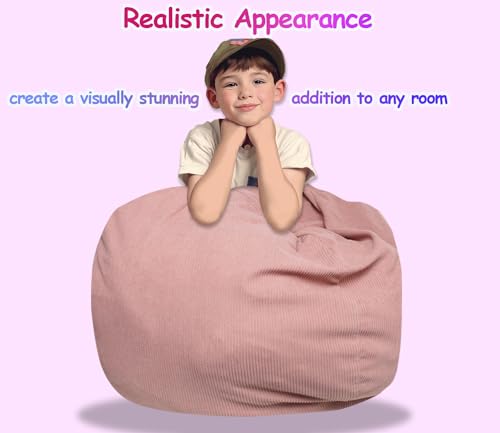 Bean Bag Cover for Organizing Plush Memory Foam Stuffed Animal Bean Bag Storage Soft Washable Premium Corduroy Organizer Keep Room Clutter Stuffable (Without Filling) X-Large