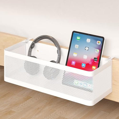 Bedside Caddy Shelf for Bunk Bed, White, L13.78in*W5.12in*H3.94in | For Bunk Bed, Office Cubicle Walls, Crib Rails, Dorm Bed College Dorm Room Essentials, Large Capacity, Easy Install