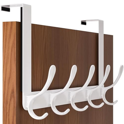 SKOLOO Over The Door Hook, Door Hanger Hooks for Hanging Clothes, Towels, Coats, Hats, Over The Door Towel Hook - White, Assembly Required