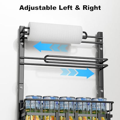 BUKFEN 6-Tier Slim Corner Shelf, Spice Rack Narrow Storage Next to Fridge | Bidirectional Pull-Out Baskets, Bent Base Stability, 6 Hooks, Space-Saving Slim Design for Kitchen, Bathroom, Laundry Room