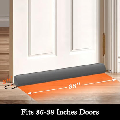Door Draft Stopper, Removable Washable Cover, 38", Gray | Weighted Gap Filler, Blocks Hot and Cold Air, All-Season Seal, Easy Install, Noise & Wind Blocker, Home Essentials