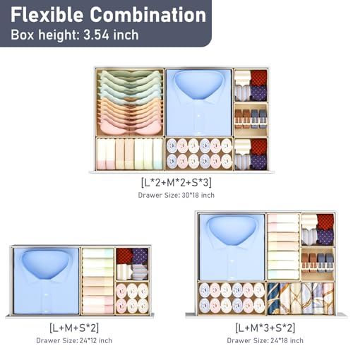 DIMJ Drawer Organizer Clothes Storage - 21 Pack Baby Dresser Organizer for Nursery Closet Organization, Fabric Drawer Organizer Bins for Underwears Socks Bras, Foldable Storage Dividers for Bedroom