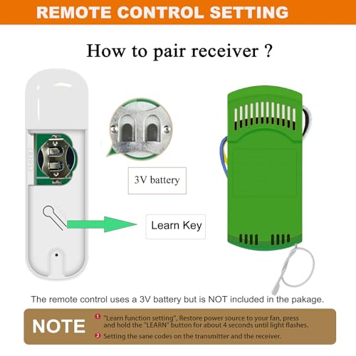 Ceiling Fan Remote Control Kit Replacement for Hunter 99770 | Universal 3-speed Fan Control Kit for Hunter Hampton Bay Harbor Breeze Ceiling Fans. Fits 99392/99813/99770/99122/99123/99198