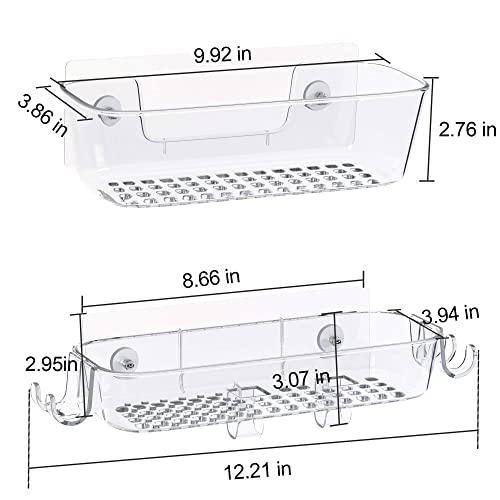 TZAMLI Clear Shower Caddy, Adhesive Shower Organizer Rustproof Shower Shelf with Razor Holder and Hook, Shower Rack for Bathroom Storage, 3 Pack