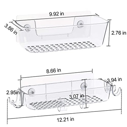 TZAMLI Clear Shower Caddy, Adhesive Shower Organizer Rustproof Shower Shelf with Razor Holder and Hook, Shower Rack for Bathroom Storage, 3 Pack