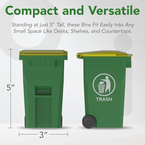 Mini Trash Can/Recycle Bin Pencil Holder for Desks, Blue/Green | Tiny Trash Can, Mini Desk Garbage Can, Funny Pen Holder, Mini Trash Bin, Desk Organizer