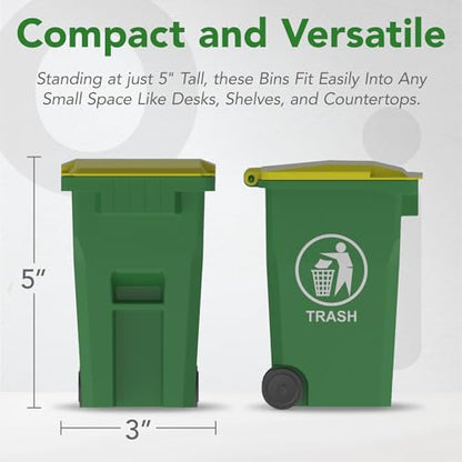 Mini Trash Can/Recycle Bin Pencil Holder for Desks, Blue/Green | Tiny Trash Can, Mini Desk Garbage Can, Funny Pen Holder, Mini Trash Bin, Desk Organizer