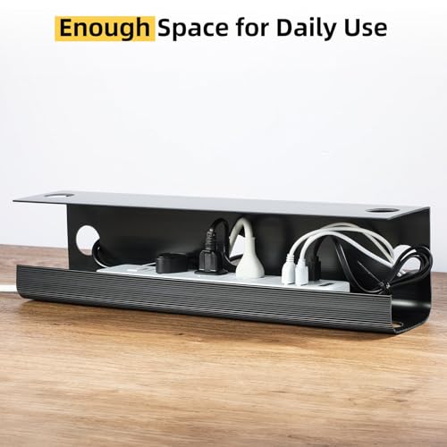 Yecaye 2 Pack Cable Management Under Desk, 31.5 in, Black | Cable Management Tray, Cord Hider, Cord Organizer, No Screw Wire Management, For Office and Home